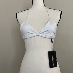 PrettyLittleThing Bikini Top Solid White Sliding Triangle Women's Size 0 NWT